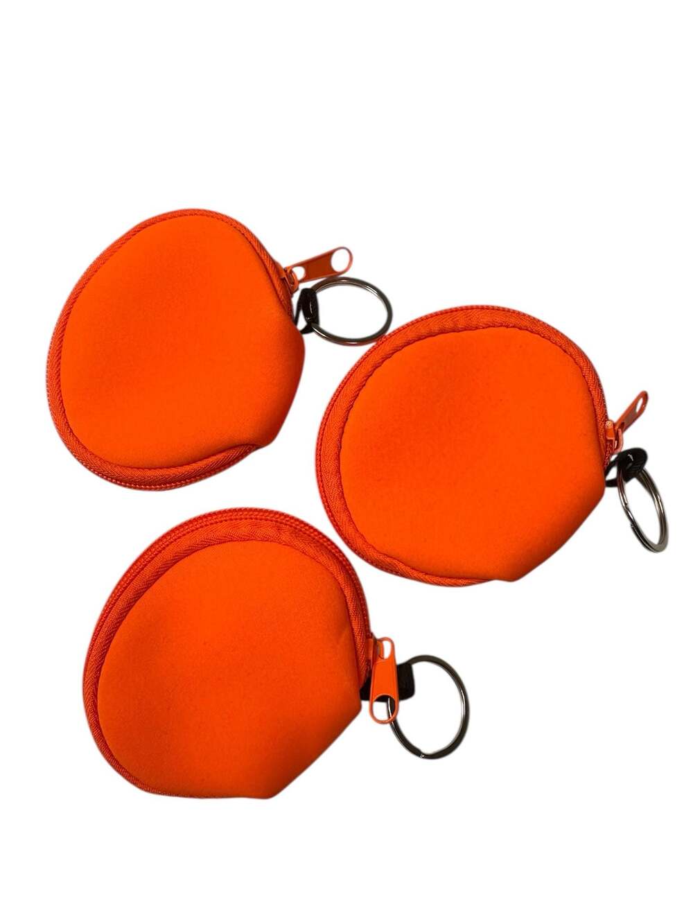 HOME-X Neoprene Keychain Pouch Coin Purse Orange SH3510-ORANGE (Set of 3)